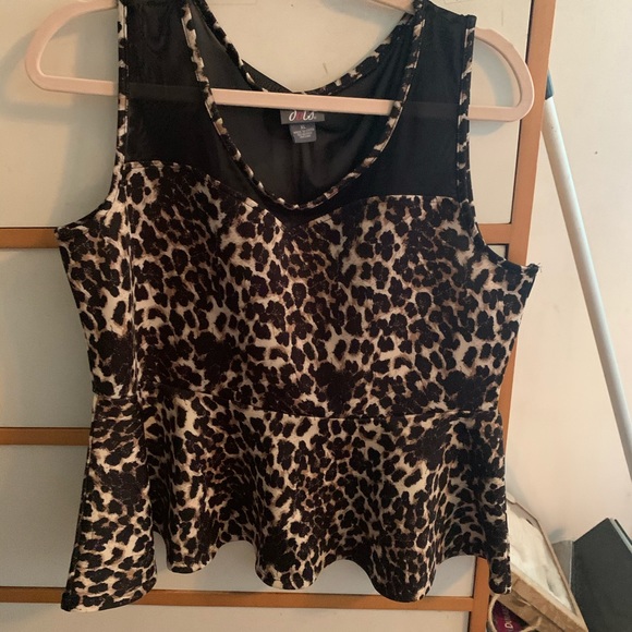 Dots Leopard Print Peplum Top Sz XL - Picture 1 of 4